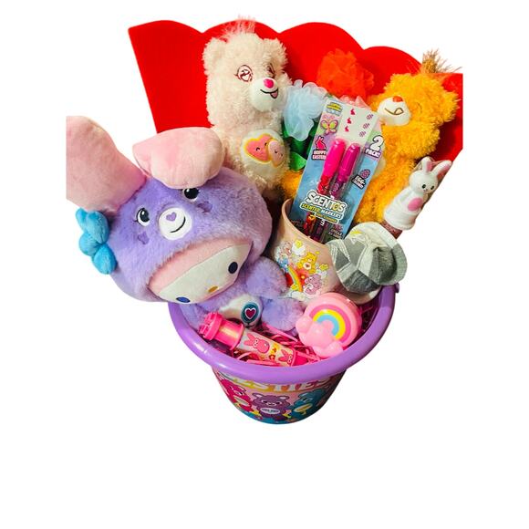 CareBear My Melody Share Bear bundle adorable 50 70 throw Carebear Easter basket - Picture 2 of 9
